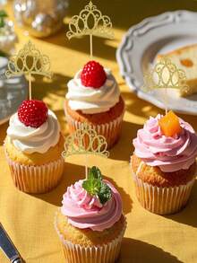 Bộ 24/12 chiếc vương miện vàng trang trí bánh kem, vương miện nữ hoàng lấp lánh dùng trang trí bánh cupcake, phù hợp cho trang trí bánh kem chủ đề Nữ hoàng/Công chúa, tiệc cưới, sinh nhật, tiệc tiết lộ giới tính. - Vàng - Xem 3