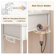 EnHomee Vanity With Mirror And Lights, Makeup Vanity Desk With Drawers & Power Outlet, Small Vanity Mirror With Lights 3 Colors Adjustable, White - View 6