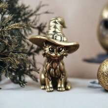 1 Stück vintage messing Hexenkatze Statue, massive miniatur Katzen Skulptur, dekorative Tierfigur, antike Kupfer Teepest, Sammlerstück, Heim- und Raumdekoration, Tisch Ornament für Wohnzimmer oder Schlafzimmer Präsentation, für Halloween
