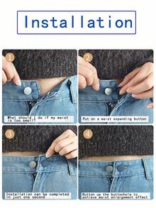 6pcs Women's Elastic Button Pants Waist Extender With Metal Button Hook & Extender