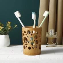 Bamboo Toothbrush Holder Bamboo Toothbrush Accessories Toothbrush Pen Makeup Brush Organizer  (Circular )