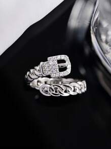 1pc Elegant Belt Design Women's Rings.18k Gold Plated Open Adjustable Ring,Unique Snake Ring With Sparkling Zirconia.Summer Fashion Accessory For Daily Wear,Party,Banquet,Vacation,Wedding.Valentine's Day Gift,Birthday Gift For Mom,Girlfriend,Best Friend.