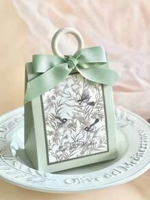 5 pièces Boîte-cadeau de mariage avec motif floral et d'oiseau, boîte-cadeau florale pour fête, anniversaire