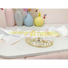 New  Retirement Party Drations Retired Tiara/Crown, Retired Sash For Women Retirement Gifts, Retirement Party Pli, Gifts, Favors (Gold) - Gold - View 4
