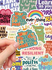 50Pcs Positive Affirmation Stickers School Teacher Supplies Student's Gift DIY Scrapbook Laptop Water Bottles Computer Phone Guitar Waterproof Decorative Sticker, School Supplies,Back To School