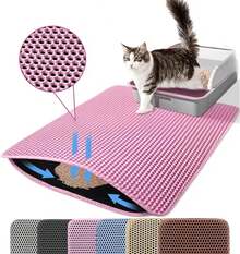 Alfombra de arena para gatos de doble capa, antideslizante, filtro para caja de arena grande, resistente al desgaste, impermeable y antideslizante. - Gris - Ver 4