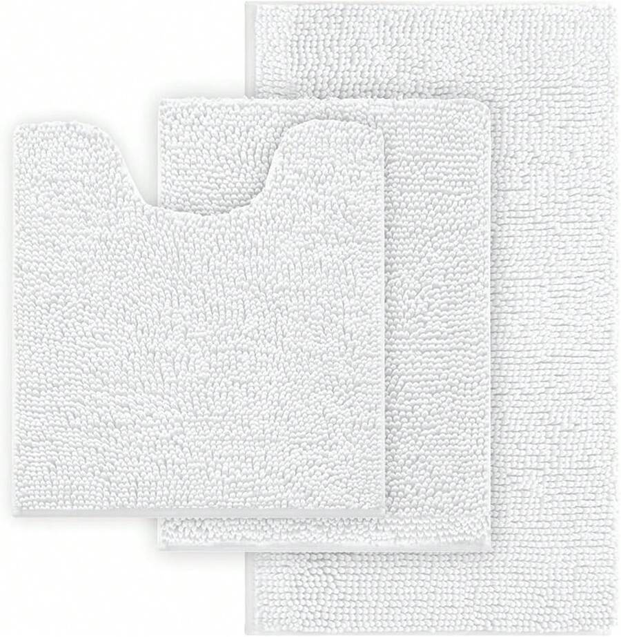 Red Bathroom Rugs Non Slip Thick Bath Mat Sets 3 Piece, Thickened Bath Mats For Bathroom,Bath Rugs Quick Dry Machine Washable For Shower Mat-Rugs For Living Room-Christmas Decorations Bthroom Set - 白色 - 查看 1