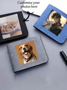 1pc Customizable Ultra-Thin Canvas Wallet - Ultra-Thin Multi-Function Card Holder In Black, Blue And Gray, Polyester Blend, Streetwear Style, Non-Washable - Ideal For Business And Everyday Use, Can Be Given As Gifts To Loved Ones, Girlfriends, Friends, And Parents