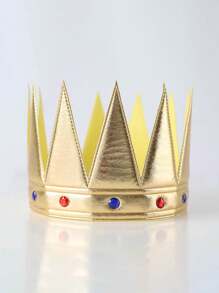 2pcs/1pc Adult Gold Crown, Rhinestone Prince Costume, Headpiece, Cake Topper, Birthday Party Crown, Gift For Mom On Valentine's Day Or Mother's Day, Holiday Party Dress Up Accessories