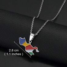 1 pièce Collier pendentif en acier inoxydable avec carte des îles de Mahé et Praslin, drapeau et coco, pour femmes - Multicolore - Voir 8