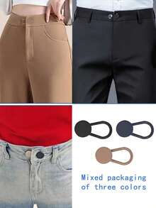 6pcs Women's Elastic Button Pants Waist Extender With Metal Button Hook & Extender