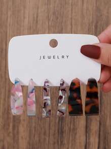6 pièces/12 pièces/18 pièces/36 pièces Ensemble de boucles d'oreilles géométriques vintage en forme de C et rondes en résine acrylique, convient pour les femmes au quotidien/plage d'été/fête sur un bateau, cadeau