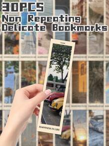 30 piezas de marcadores de libros con el tema "Fragmentos en la vida", no repetitivos y delicados, para regalo de regreso a clases, regalo festivo, decoración de libros, etiquetas de lectura, regalos de papelería para club de lectura, escritores, amantes de los libros, estudiantes, maestros y suministros de oficina escolar