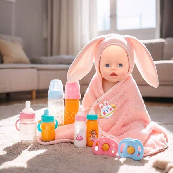 1 Stück Kuschelige Kaninchen Ohr Puppe Decke, aus Polyesterfaser gefertigt, fein verarbeitet, mit weichem und komfortablem Stoff, geeignet für 30-36 cm und 12-14 Zoll Neugeborenen Puppen (ohne Puppen)