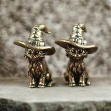 1 Stück vintage messing Hexenkatze Statue, massive miniatur Katzen Skulptur, dekorative Tierfigur, antike Kupfer Teepest, Sammlerstück, Heim- und Raumdekoration, Tisch Ornament für Wohnzimmer oder Schlafzimmer Präsentation, für Halloween