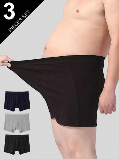 Norcotton 3pcs Plus Size Men's Underwear Briefs, Soft Modal Underwear, Suitable For Large Men, 1XL-6XL, 240-350lbs