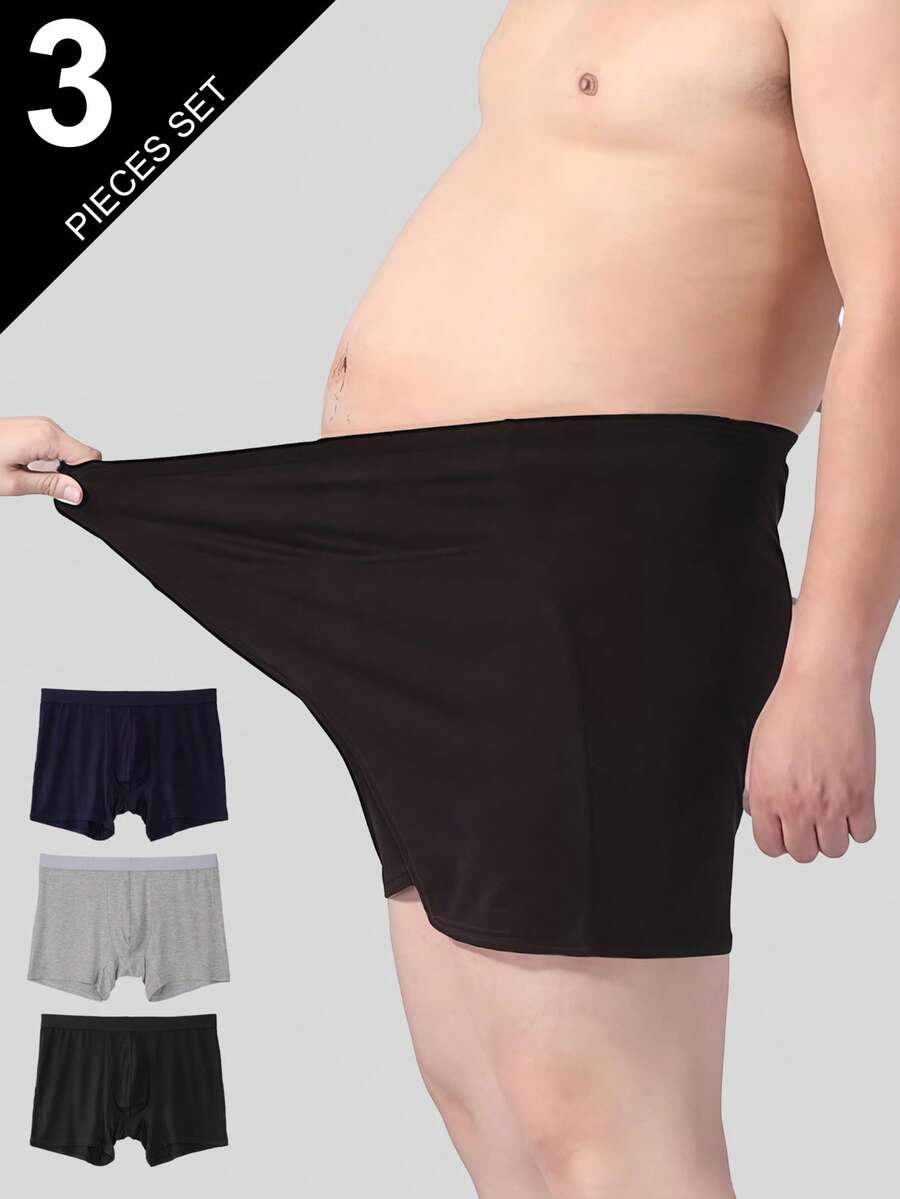 Norcotton Set de 3 calzoncillos tipo bóxer para hombres de talla grande, de modal suave, adecuados para hombres de 1XL a 6XL (240-350 libras)