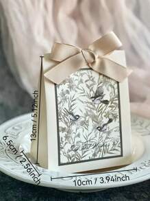 5 pièces Boîte-cadeau de mariage avec motif floral et d'oiseau, boîte-cadeau florale pour fête, anniversaire