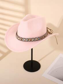 1 pieza Sombrero Trilby de unicolor para niños, Sombrero de vaquero estilo occidental para niñas, Adecuado para fiestas, reuniones y salidas