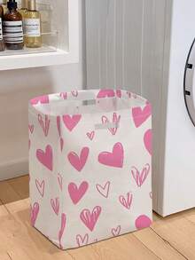 1 pieza, Canasta de almacenamiento plegable de gran capacidad con diseño de corazón de dibujos animados y asa, Organizador de suministros para guardería de múltiples usos, Organizador de pañales, Almacenamiento de ropa, Almacenamiento de artículos esenciales para guardería, Versátil caja de almacenamiento plegable para bebé