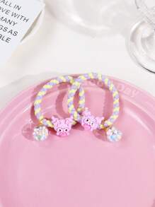 Sanrio Sanrio 2pcs/5pcs Hello Kitty Hair Tie Candy Color Beads High Elastic Hair Accessories Sweet And Cute With Rhinestone Pendants Girls Teenagers Adults Daily Holiday Party Wear Summer Home Bathroom Decoration Fashion Multifunctional Hair Rope