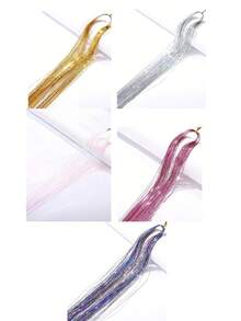 12pcs/Set Metallic Hair Tinsel Extensions, Suitable For Girls 7600 Strands Holographic Metallic Hair Tinsel, Heat Resistant, Colorful Hair Sparkle For Party/Festival (12 Colors) - Multicolor - View 21