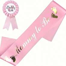 Bộ huy hiệu màu hồng thanh lịch dành cho bố và mẹ, hoàn hảo cho tiệc cưới, kỷ niệm, sinh nhật và tiệc mùa hè, quà tặng trang trí gia đình cho tiệc chào đón em bé - bố hồng - Xem 12