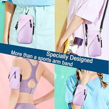 Correas de brazo para teléfono, pequeñas fundas cruzadas con banda para el brazo, se adapta a  y todos los teléfonos celulares, uso para correr, caminar, senderismo y ciclismo (tamaño grande, - Morado - Ver 4