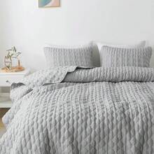 Dark Grey Quilt King Size Bedding Sets With Pillow Shams, Lightweight Soft Bedspread Coverlet, Quilted Blanket Thin Comforter Bed Cover, All Season Spring Summer, 3 Pieces, 104x90 Inches - 淺灰色 - 查看 11