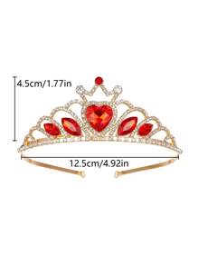 1 pièce Tiare couronne de forme de cœur en cristal, accessoires de mariage de mariée de luxe, couronne de cœur pour la Saint-Valentin, décoration de gâteau d'anniversaire
