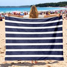 1pc Large-Sized Fine Striped Pattern Ultra-Fine Fiber Beach Towel, Multiple Colors And Styles To Choose From, Super Large Soft Gap, Swimming Pool, Beach, Travel And Camping Towel Blanket, Beach Blanket, Indispensable Accessory For Adult Women And Men's Lounge Chairs, Essential For Travel And Vacation, Festival Gift, Simple, Fashionable And Elegant