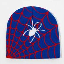 1pc Men's Spider Web Knitted Hat, European & American Y2K Design, Suitable For Halloween, Acrylic Warm Cap For Daily Wear, Autumn/Winter Beanie Fall Outfit - Spider Web Pattern - View 31