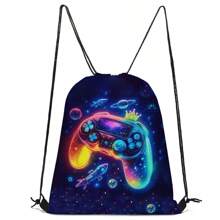 Bolsa con cordón, mochila ligera, mochila estampada con camión/astronauta de varios colores, para deportes, senderismo y viajes, de material de poliéster duradero