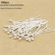100pcs High Quality Silver Color Pearl Pins, 16mm - 50mm, Perfect For DIY Jewelry Making, Bracelets, Necklaces, And Earrings - Craft Accessories For Creative Hobbyists