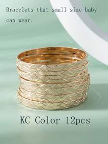 12 件闪亮优雅几何方块可叠戴手镯，适合儿童