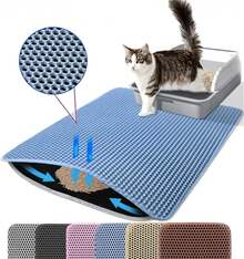 Alfombra de arena para gatos de doble capa, antideslizante, filtro para caja de arena grande, resistente al desgaste, impermeable y antideslizante. - Gris - Ver 7