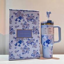 S*Love Limited Edition Gift Box - Rose White - Happy Thoughts - Timeless Classic - Blooming Petals - Large Capacity 40-Ounce Stainless Steel Vacuum Insulated Water Bottle - Mugs And Water Bottles, The Best Choice For Valentine's Day Gifts. Suitable For Office Use. For Use In Cars, Gyms, Outdoors, Sports, Travel, Juice, Coffee, Designed Specifically For Cold And Hot Beverages. As A Graduation Gift, A Teacher's Gift, A Valentine's Day Gift, A Birthday Gift, An Thanksgiving Gift, A Christmas Gift, A Halloween Gift, A Halloween Party Gift, Party Supplies, Etc. It Is Perfectly Suitable For All Kinds Of Beverages, Including Ice Water, Iced Tea Or Coffee, Iced Drinks, And Hot Drinks. - 繁花藍 - 查看 3
