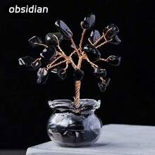 1个天然水晶迷你玻璃许愿瓶，内含幸运树形疗愈石 | 抛光宝石装饰 | 生日礼物，传递正能量和美好祝愿，圣诞礼物 - 魚缸小花樹 - 查看 24