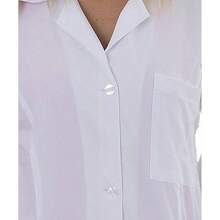 JALECO BRANCO Simples Verão Primavera / Outono Ajuste Regular Bolso Botão