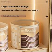 1pc Fashionable Bear Design Hat Storage Bucket, Round Stackable Hat Container With Large Front Window, Portable Zippered Clothes Storage Basket, Suitable For Beach Hats And Wide-Brim Hats, Gender Reveal Party, Perfect For Birthdays, Weddings, Parties, The Perfect Gift For Colleagues, Friends, And Family, Back To School