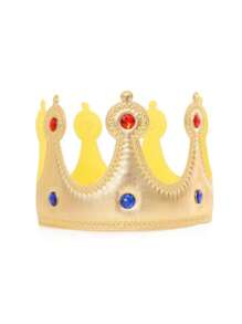 2pcs/1pc Adult Gold Crown, Rhinestone Prince Costume, Headpiece, Cake Topper, Birthday Party Crown, Gift For Mom On Valentine's Day Or Mother's Day, Holiday Party Dress Up Accessories