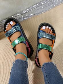 Women's Round Toe Thick Sole Comfortable Solid Color Sport Slide Sandals, Casual Basic Vacation Fashion House Slippers, Party Outdoor Indoor Office Wear, All Season