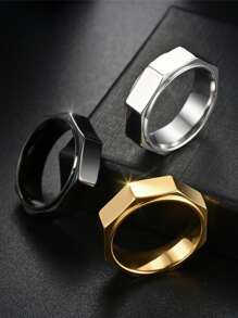 1 Stück 2025 neues Design einzigartiger Achteck-Mutterring aus Titan-Stahl, 8 mm, Gold, Silber, Schwarz, unisex Ring