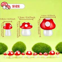 15pcs Red Cute Mini Mushroom Statues, Garden Mushroom Decor, Potted Craft, Outdoor Holiday Decor, Featherless, Self-Standing, No Power Needed, Suitable For Garden, Glass Container Landscape, Cottage Decor, 3D Modeling Handicrafts | Vivid Mushroom Shape | Polished Treatment, Mushroom Ornaments