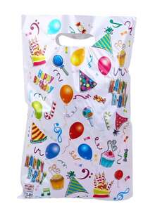50pcs Birthday Gift Bags, White Birthday Plastic Square Hand-Carry Gift Bags, Party Gift Candy Bags - White - View 1