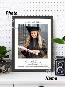 1 pieza Foto personalizada para graduación - Collage fotográfico personalizado, regalo de fin de año para ella, regalo de graduación para él, mensaje de felicitación, álbum de fotos de graduación, marco conmemorativo de fotos, recuerdo de graduación - Multicolor - Ver 1