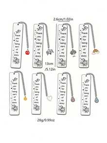 1 件不锈钢个性化雕刻书签，送给老师、导师、同学、毕业季学校汽车配件可爱哥特 Y2k 的礼物 - 銀色 - 查看 10