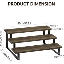Wooden Display Riser Stand, 4 Tier Perfume Display Stand, Perfume Organizer With Metal Stand For Dresser, Display Shelf For Cologne, Spice Rack, Figruine, Cupcake - 3 Tier-Brown - View 2