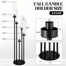 5-Arm Floor Candle Holder, 42.5 Inches Tall, Black Metal Candelabra, Suitable For Christmas, Wedding, Home Decor, Halloween Party Decoration - Black - View 8