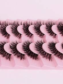 7 Pairs Fluffy Cat Eye Lashes, 6D Curly Thick Faux Mink Eyelashes, Look Like Real Soft Curly Lashes